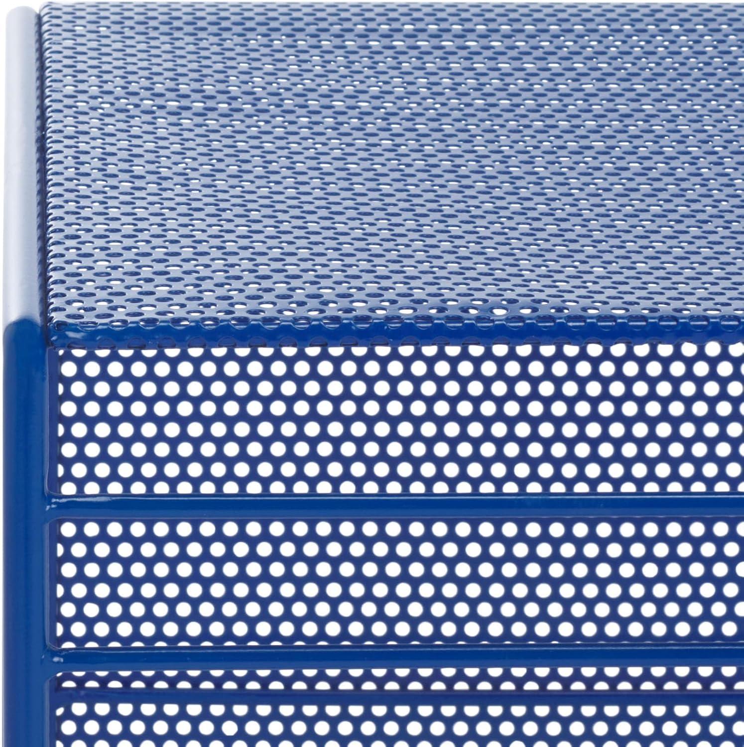 image:imageSAFAVIEH Couture Collection Viktoria Blue Metal Accent Table Sculptural Modern Side Table Geometric Cutout Design Fully Assembled SFV6808BBlue