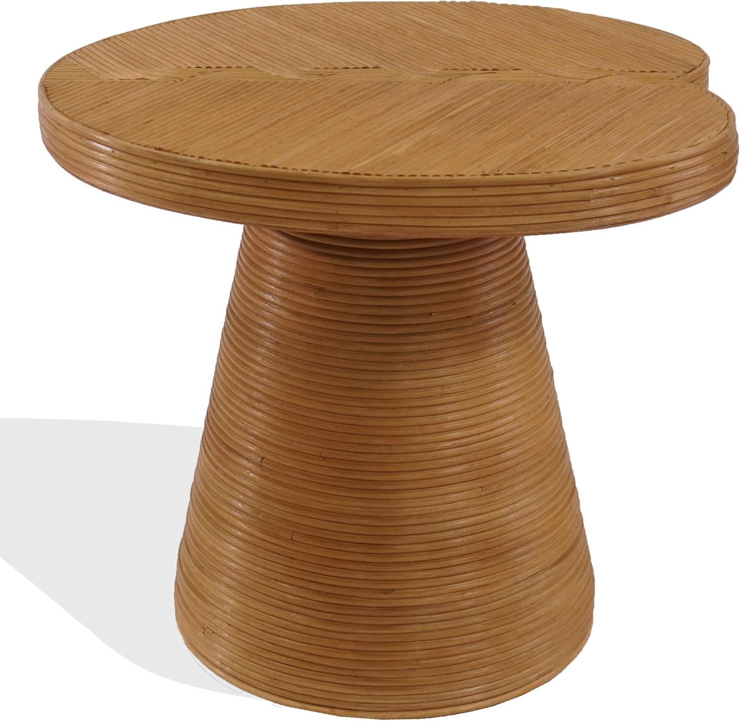 image:imageSAFAVIEH Couture Collection Vyvianna Natural Rattan Pedestal Accent Table Fully Assembled Round Side Table for Living Room Bedroom or Lounge Space CWK3031ANatural