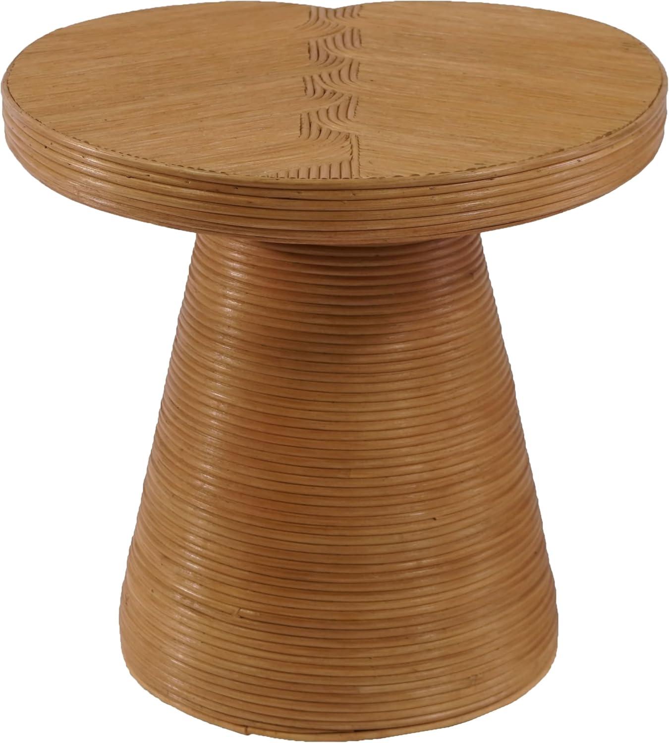 image:imageSAFAVIEH Couture Collection Vyvianna Natural Rattan Pedestal Accent Table Fully Assembled Round Side Table for Living Room Bedroom or Lounge Space CWK3031ANatural