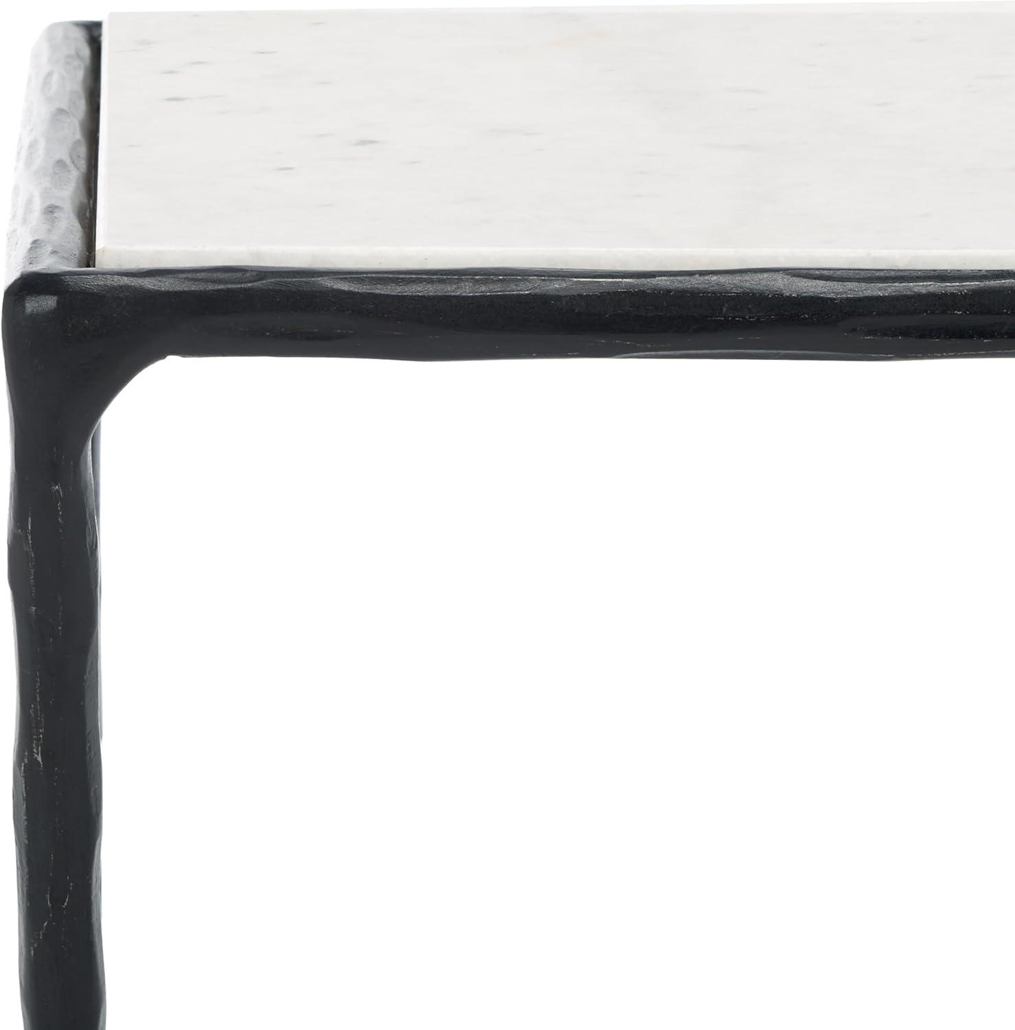 image:imageSAFAVIEH Couture Collection Debbie WhiteBrass Square Metal Accent Table Fully AssembledBlackWhite