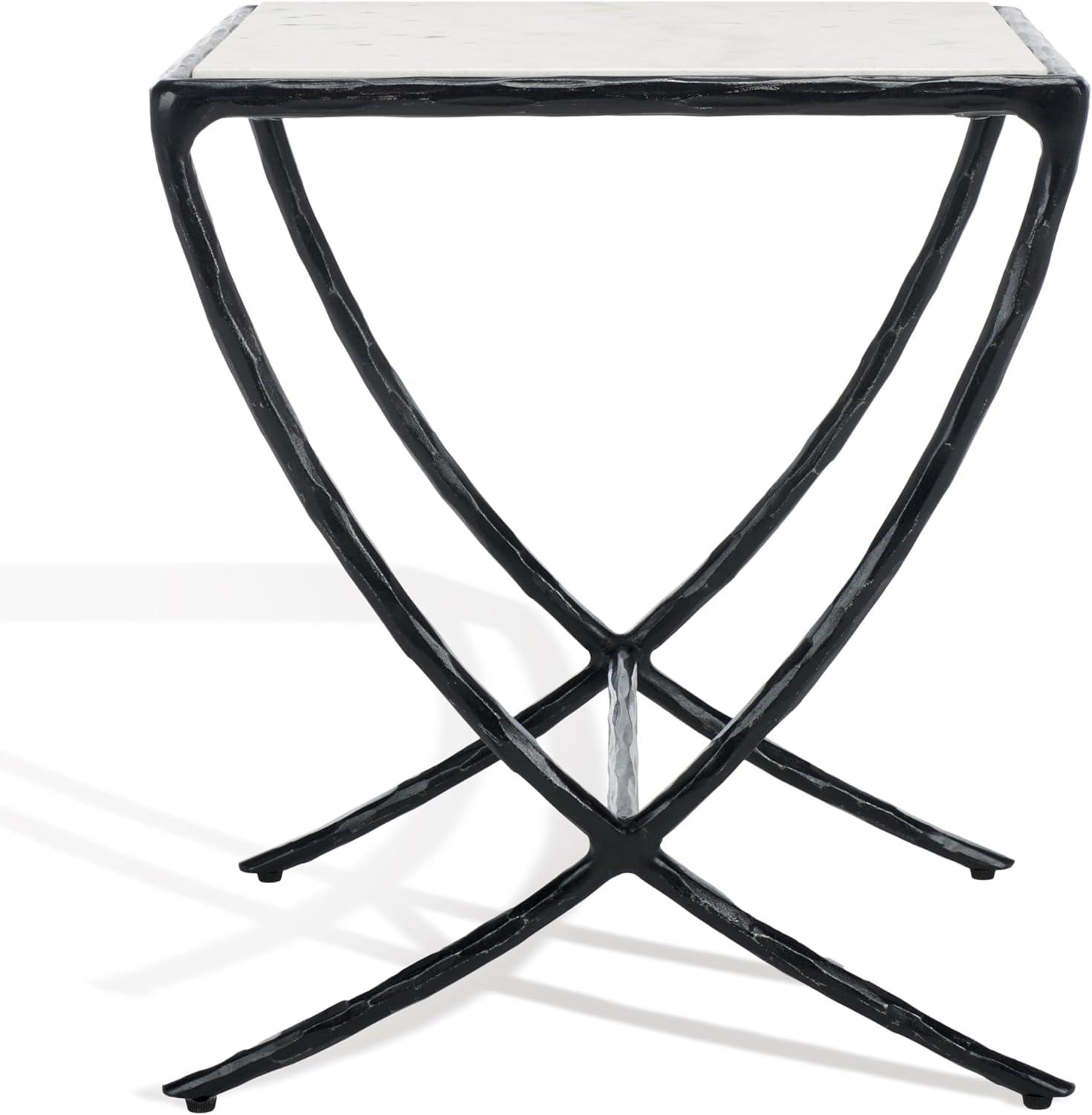 image:imageSAFAVIEH Couture Collection Debbie WhiteBrass Square Metal Accent Table Fully AssembledBlackWhite