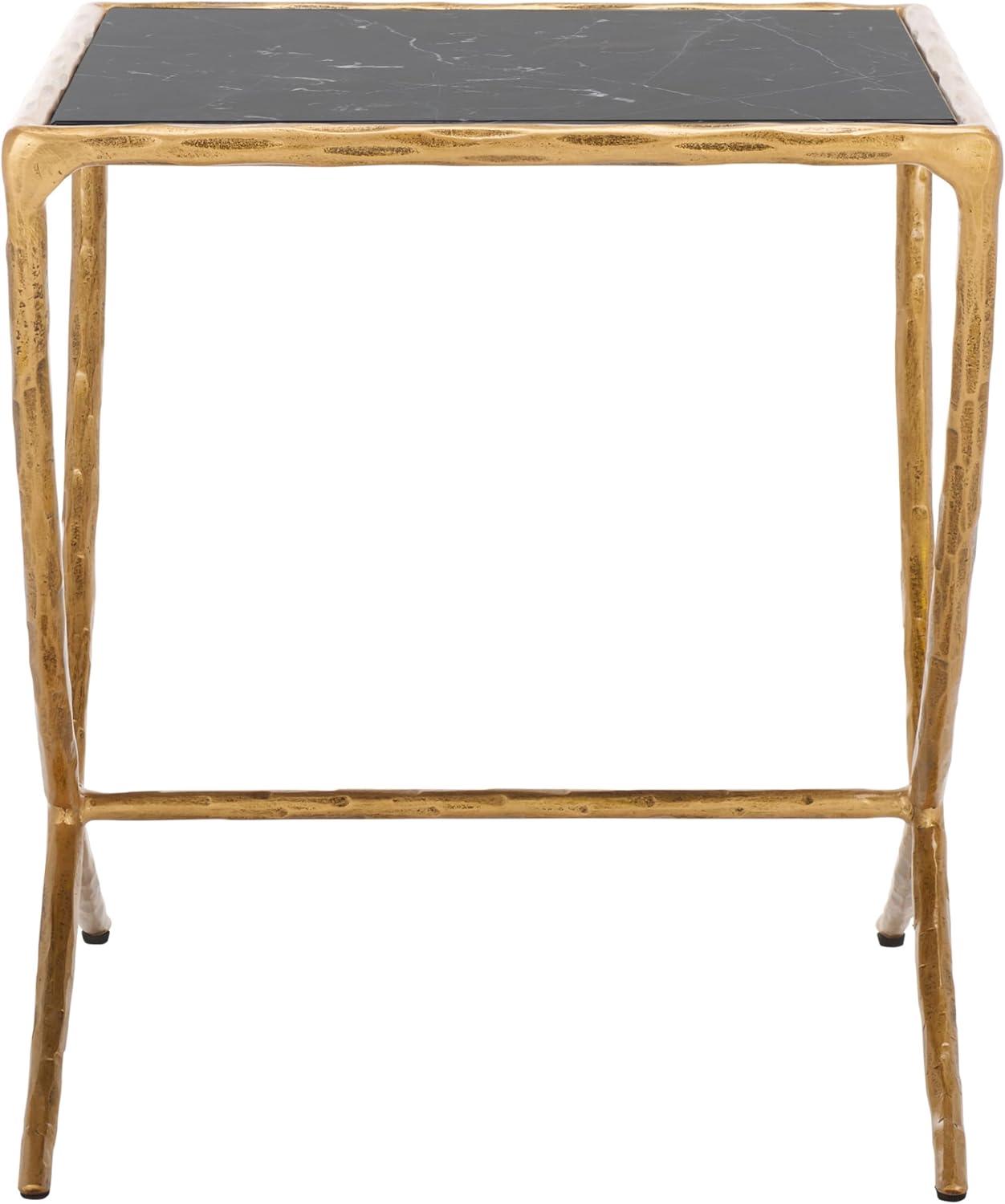 image:imageSAFAVIEH Couture Collection Debbie WhiteBrass Square Metal Accent Table Fully AssembledBrassBlack