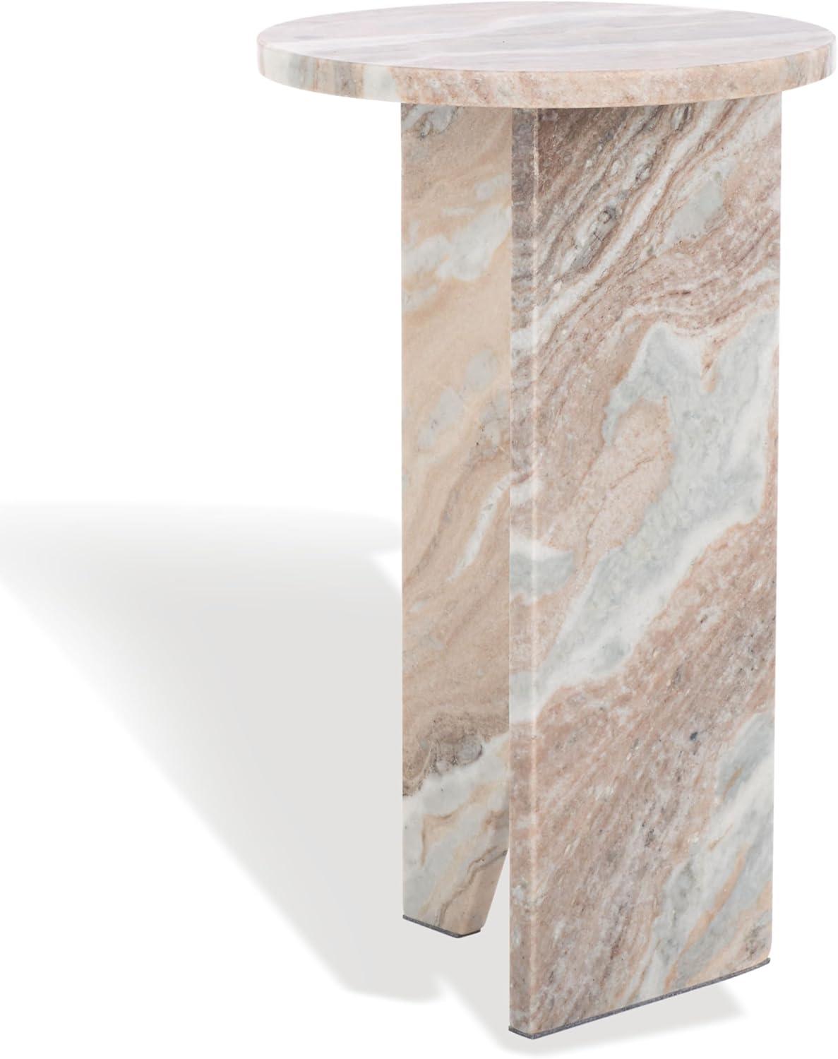 image:imageSAFAVIEH Couture Collection Devlin Red Marble Drink Table Fully AssembledBrown