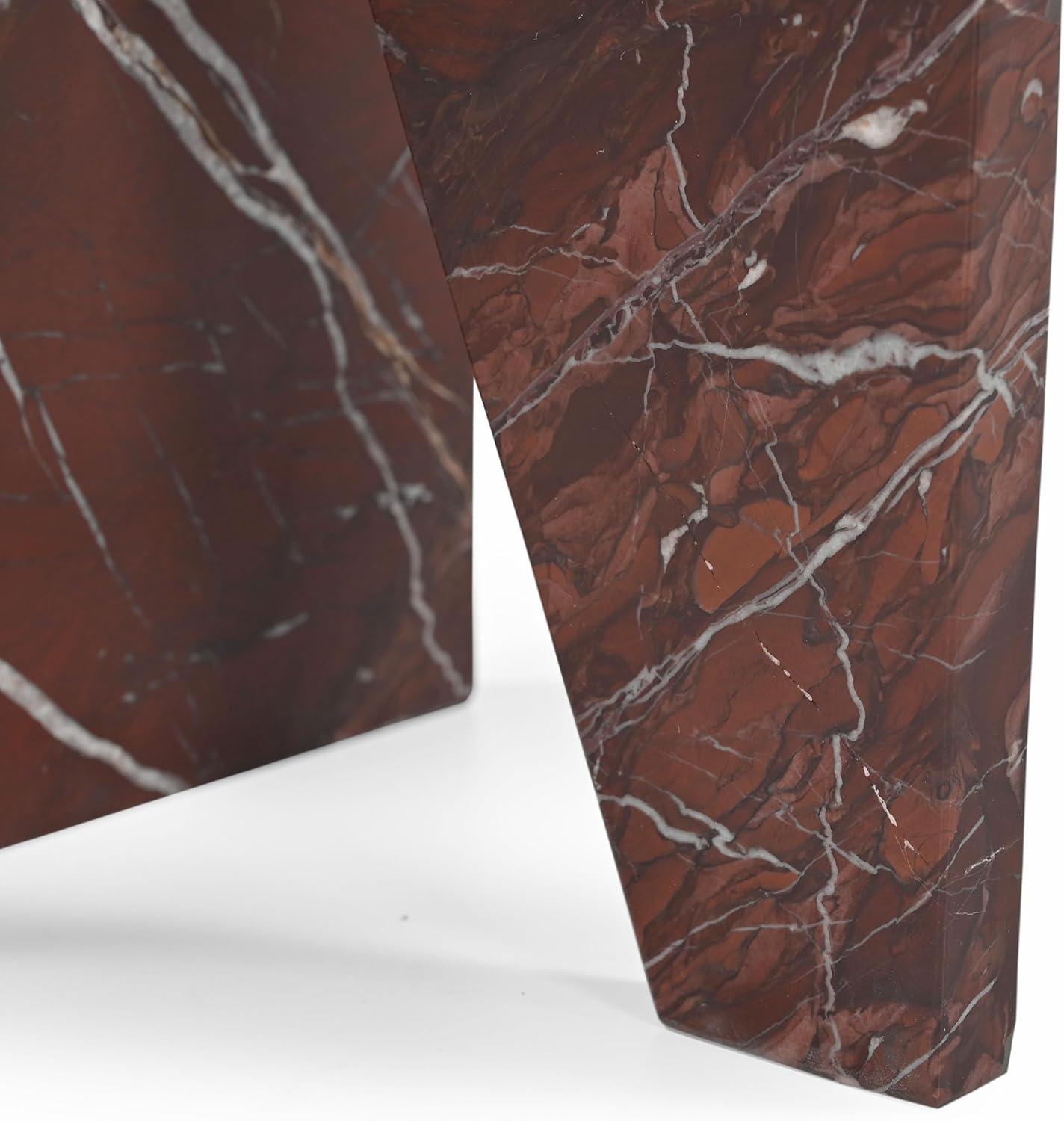 image:imageSAFAVIEH Couture Collection Devlin Red Marble Drink Table Fully AssembledRed