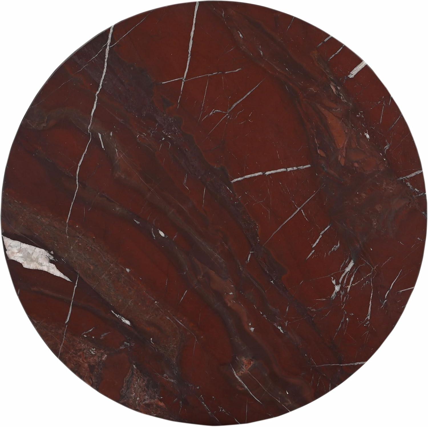 image:imageSAFAVIEH Couture Collection Devlin Red Marble Drink Table Fully AssembledRed