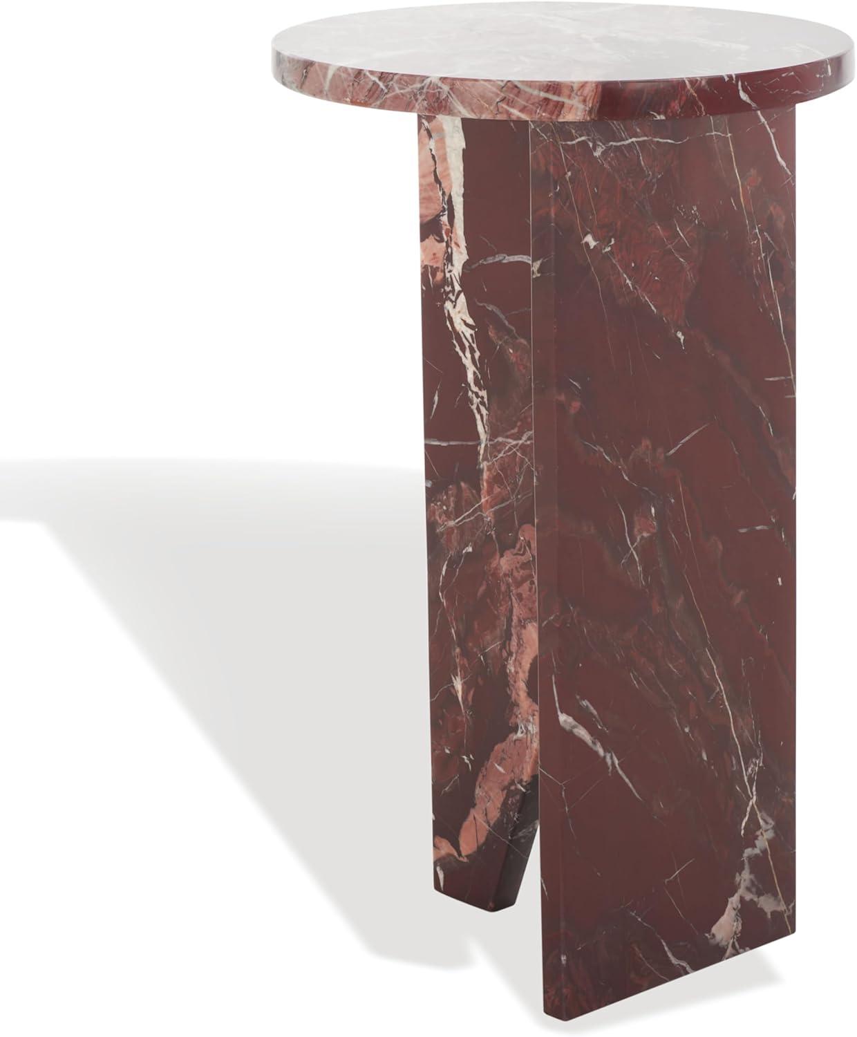 image:imageSAFAVIEH Couture Collection Devlin Red Marble Drink Table Fully AssembledRed