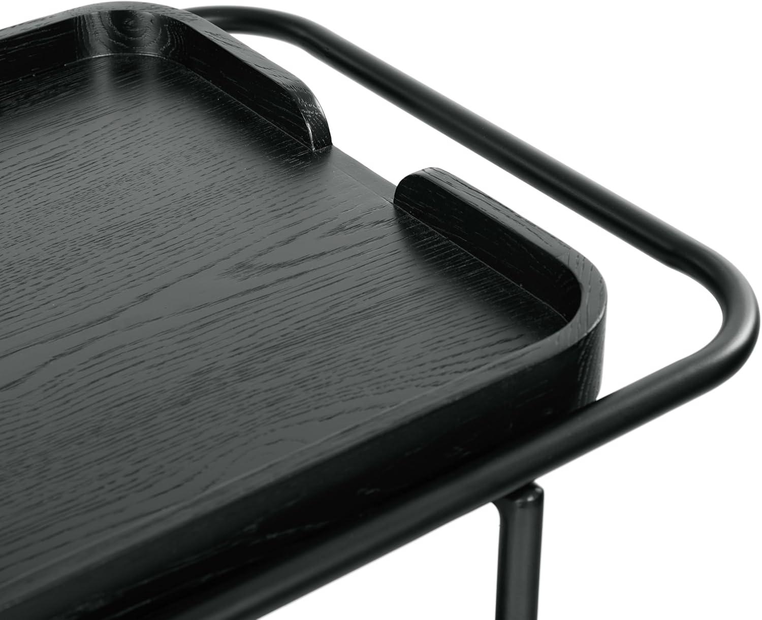 image:imageSAFAVIEH Couture Collection Malek Black 2Shelf Bar Cart with WheelsBlack