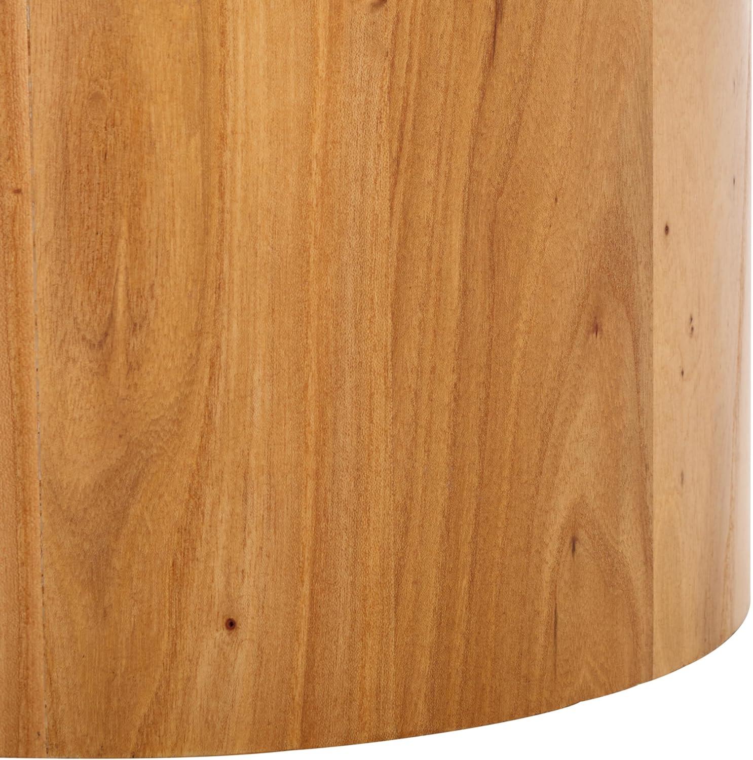 image:imageSAFAVIEH Couture Collection Tasharose Natural Brown Solid Wood Natural amp Clear Glass Top Pedestal Accent TableNaturalClear