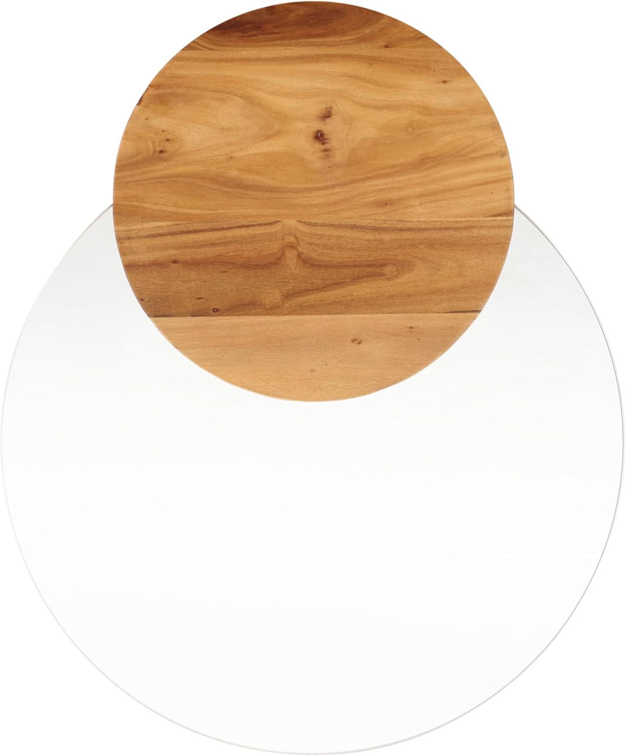 image:imageSAFAVIEH Couture Collection Tasharose Natural Brown Solid Wood Natural amp Clear Glass Top Pedestal Accent TableNaturalClear
