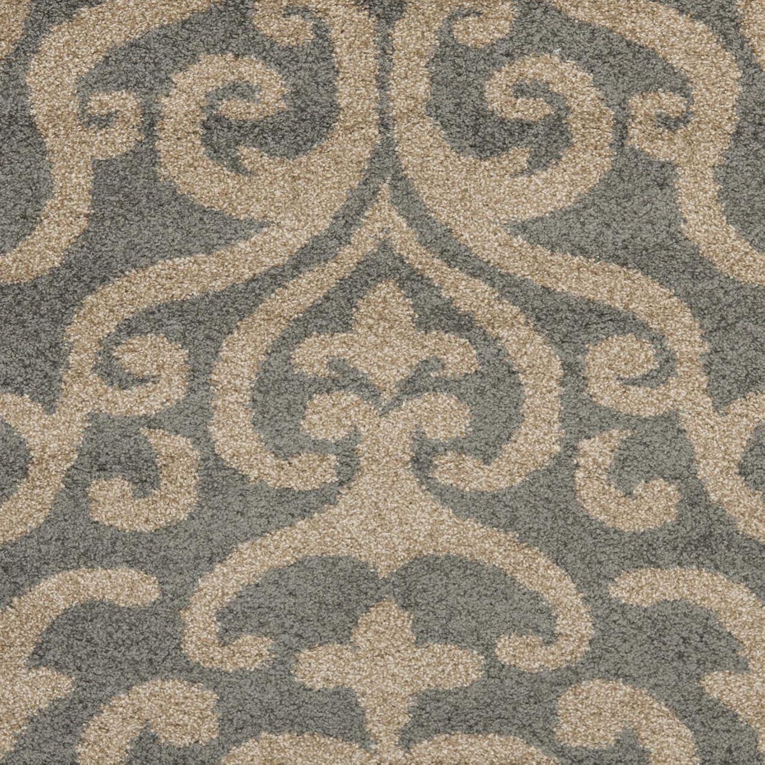 image:imageSAFAVIEH Florida Shag Collection Area Rug 53 x 76 Grey amp Beige Damask Design NonShedding amp Easy Care 12inch Thick Ideal for High Traffic Areas in Living Room Bedroom SG4628013GreyBeige
