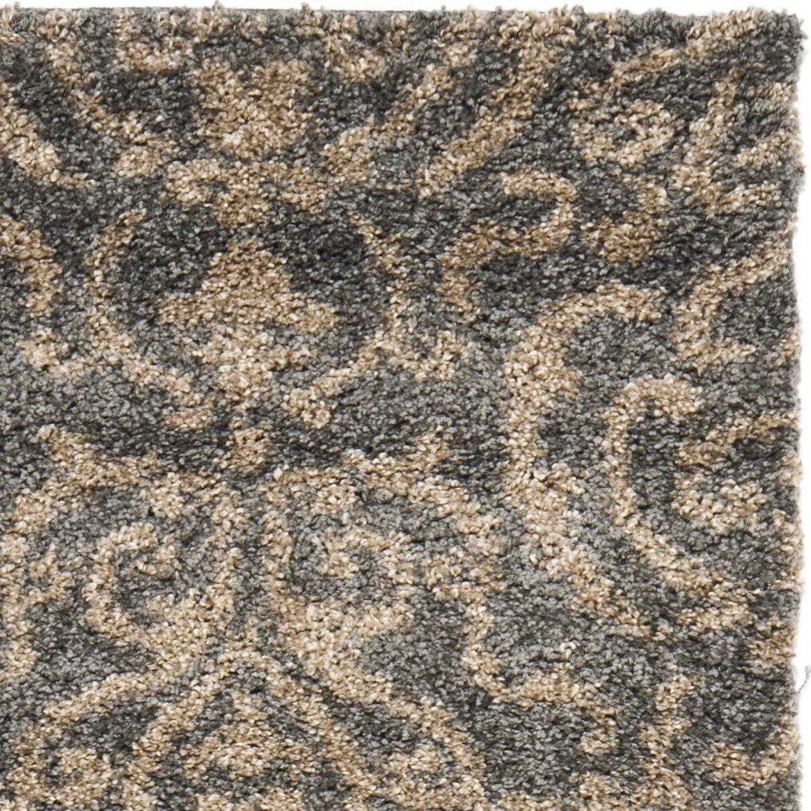 image:imageSAFAVIEH Florida Shag Collection Area Rug 53 x 76 Grey amp Beige Damask Design NonShedding amp Easy Care 12inch Thick Ideal for High Traffic Areas in Living Room Bedroom SG4628013GreyBeige