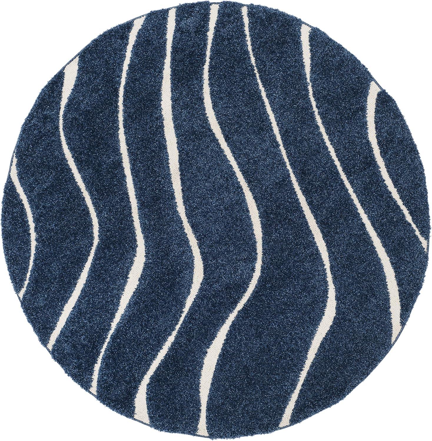 image:imageSAFAVIEH Florida Shag Collection Area Rug 86 x 12 Dark Blue amp Cream NonShedding amp Easy Care 12inch Thick Ideal for High Traffic Areas in Living Room Bedroom SG4726511Dark BlueCream