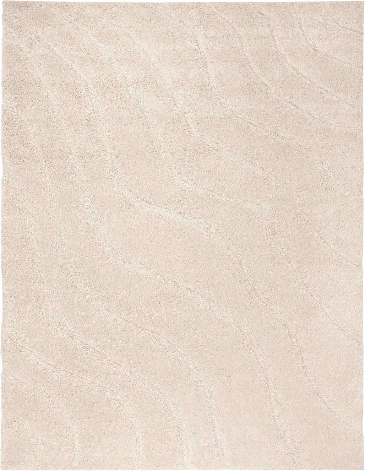 image:imageSAFAVIEH Florida Shag Collection Area Rug 86 x 12 Dark Blue amp Cream NonShedding amp Easy Care 12inch Thick Ideal for High Traffic Areas in Living Room Bedroom SG4726511Creme