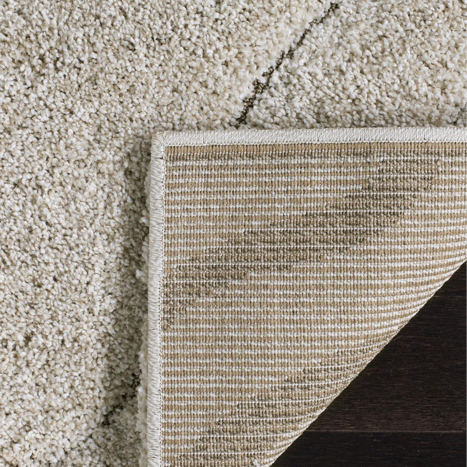 image:imageSAFAVIEH Florida Shag Collection Area Rug 86 x 12 Dark Blue amp Cream NonShedding amp Easy Care 12inch Thick Ideal for High Traffic Areas in Living Room Bedroom SG4726511CreamBlue