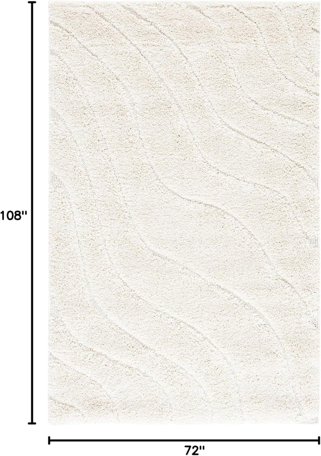 image:imageSAFAVIEH Florida Shag Collection Area Rug 86 x 12 Dark Blue amp Cream NonShedding amp Easy Care 12inch Thick Ideal for High Traffic Areas in Living Room Bedroom SG4726511Creme