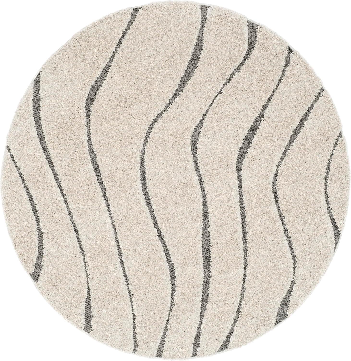 image:imageSAFAVIEH Florida Shag Collection Area Rug 86 x 12 Dark Blue amp Cream NonShedding amp Easy Care 12inch Thick Ideal for High Traffic Areas in Living Room Bedroom SG4726511CreamGrey