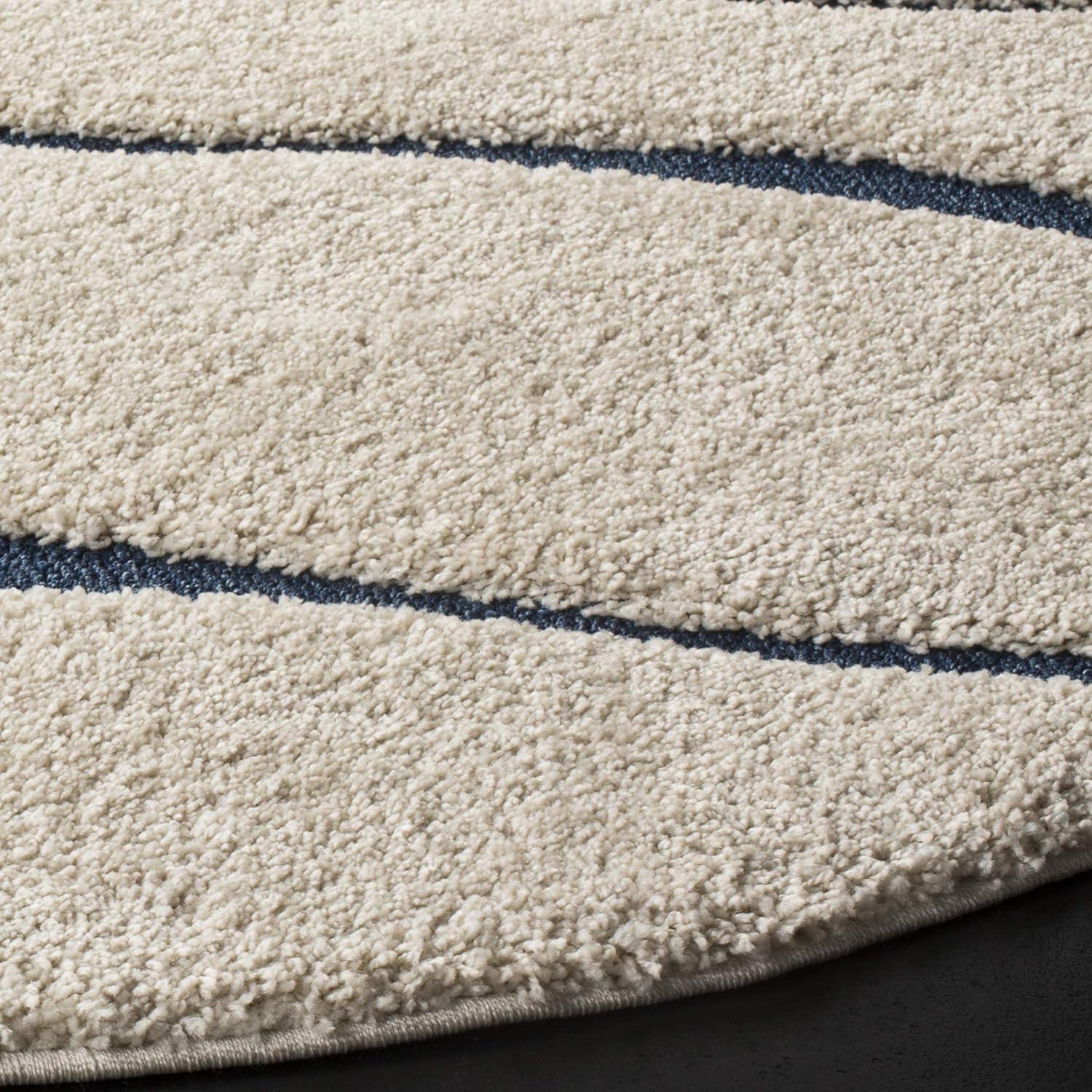 image:imageSAFAVIEH Florida Shag Collection Area Rug 86 x 12 Dark Blue amp Cream NonShedding amp Easy Care 12inch Thick Ideal for High Traffic Areas in Living Room Bedroom SG4726511CreamBlue