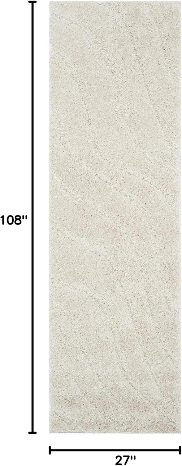 image:imageSAFAVIEH Florida Shag Collection Area Rug 86 x 12 Dark Blue amp Cream NonShedding amp Easy Care 12inch Thick Ideal for High Traffic Areas in Living Room Bedroom SG4726511Creme