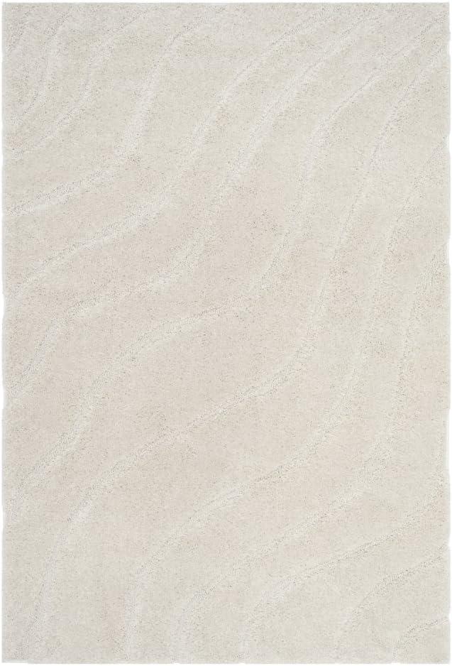 image:imageSAFAVIEH Florida Shag Collection Area Rug 86 x 12 Dark Blue amp Cream NonShedding amp Easy Care 12inch Thick Ideal for High Traffic Areas in Living Room Bedroom SG4726511Creme