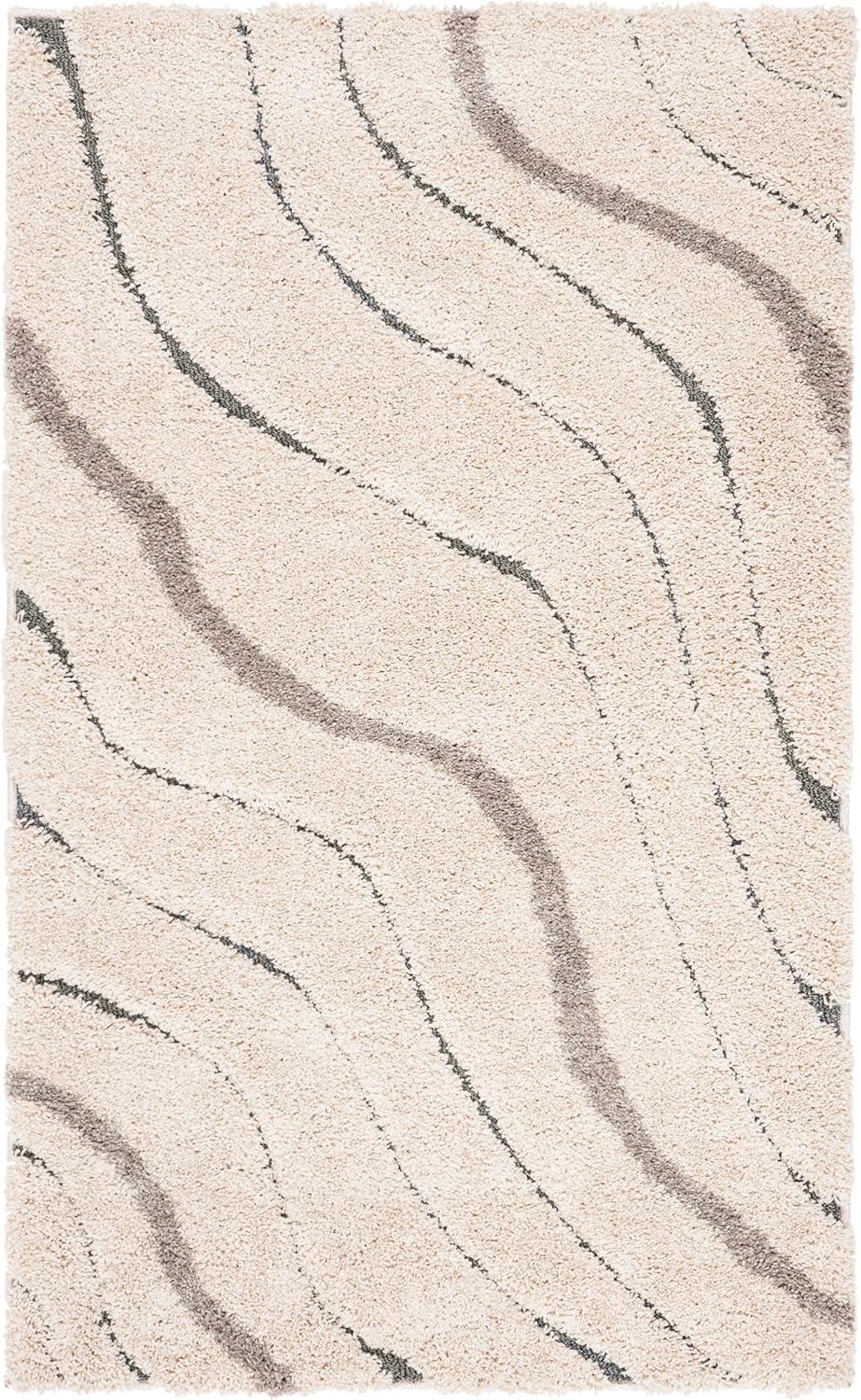 image:imageSAFAVIEH Florida Shag Collection Area Rug 86 x 12 Dark Blue amp Cream NonShedding amp Easy Care 12inch Thick Ideal for High Traffic Areas in Living Room Bedroom SG4726511CreamLight Blue