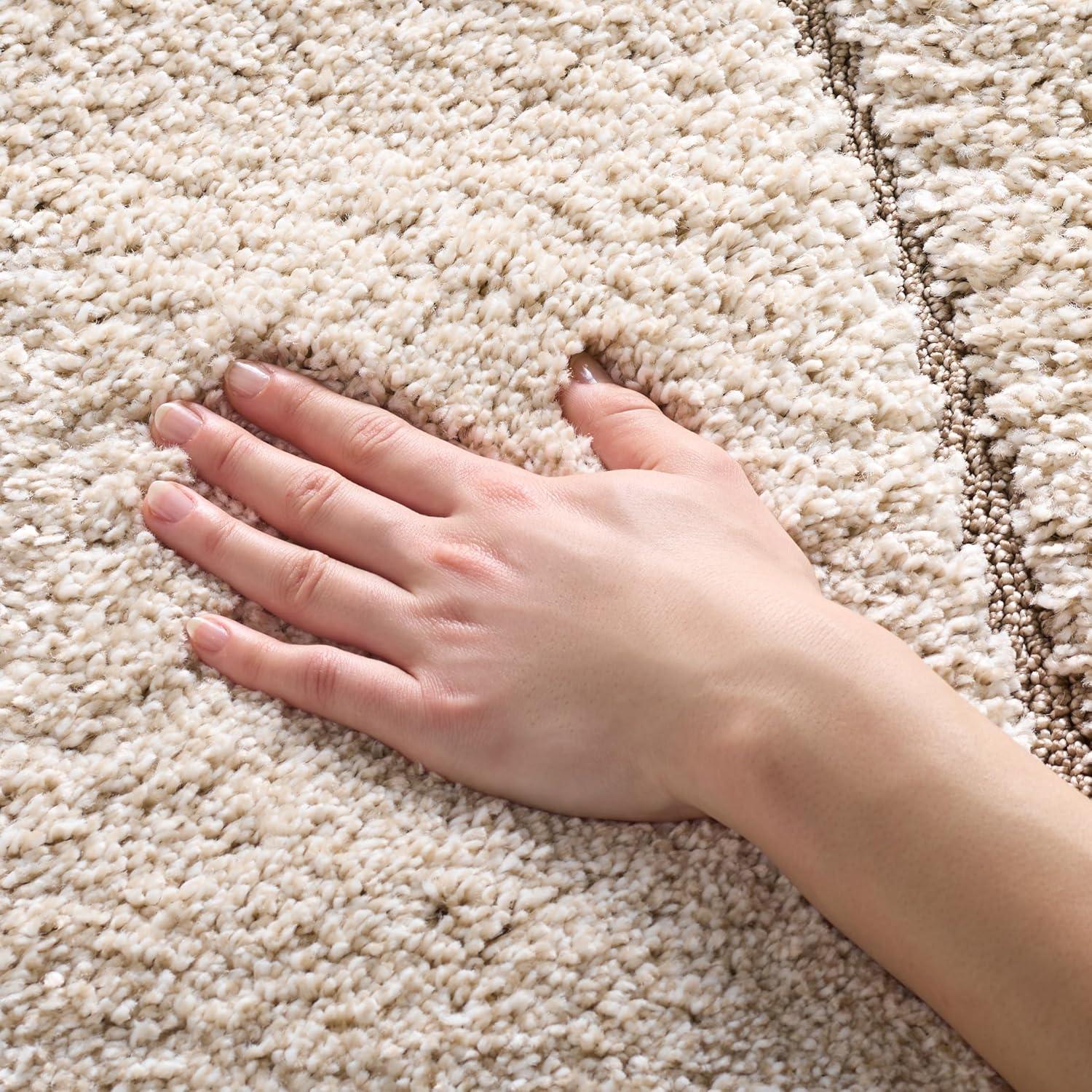 image:imageSAFAVIEH Florida Shag Collection Area Rug 86 x 12 Dark Blue amp Cream NonShedding amp Easy Care 12inch Thick Ideal for High Traffic Areas in Living Room Bedroom SG4726511CreamBeige