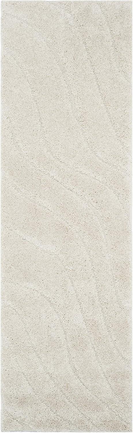 image:imageSAFAVIEH Florida Shag Collection Area Rug 86 x 12 Dark Blue amp Cream NonShedding amp Easy Care 12inch Thick Ideal for High Traffic Areas in Living Room Bedroom SG4726511Creme