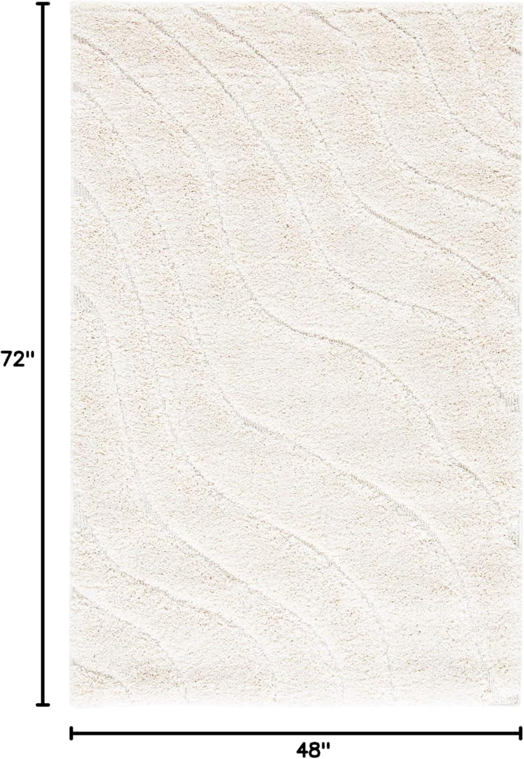 image:imageSAFAVIEH Florida Shag Collection Area Rug 86 x 12 Dark Blue amp Cream NonShedding amp Easy Care 12inch Thick Ideal for High Traffic Areas in Living Room Bedroom SG4726511Creme