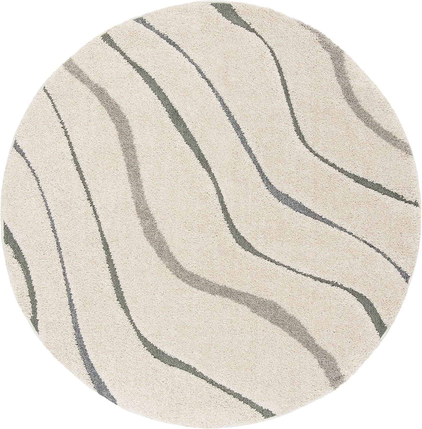 image:imageSAFAVIEH Florida Shag Collection Area Rug 86 x 12 Dark Blue amp Cream NonShedding amp Easy Care 12inch Thick Ideal for High Traffic Areas in Living Room Bedroom SG4726511CreamLight Blue