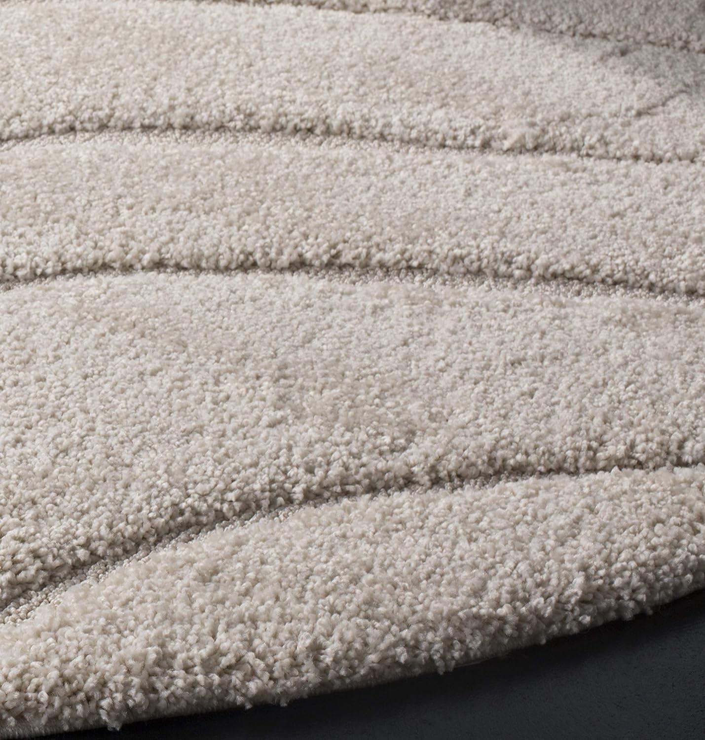 image:imageSAFAVIEH Florida Shag Collection Area Rug 86 x 12 Dark Blue amp Cream NonShedding amp Easy Care 12inch Thick Ideal for High Traffic Areas in Living Room Bedroom SG4726511CreamBeige
