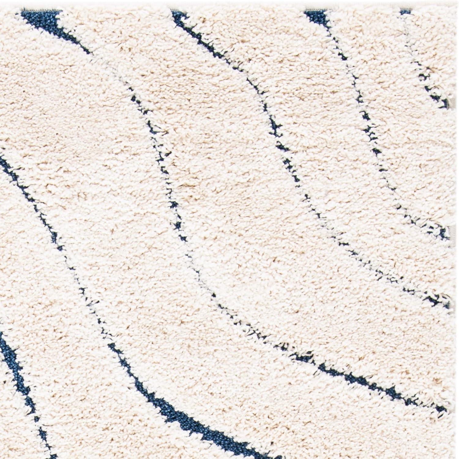 image:imageSAFAVIEH Florida Shag Collection Area Rug 86 x 12 Dark Blue amp Cream NonShedding amp Easy Care 12inch Thick Ideal for High Traffic Areas in Living Room Bedroom SG4726511CreamBlue