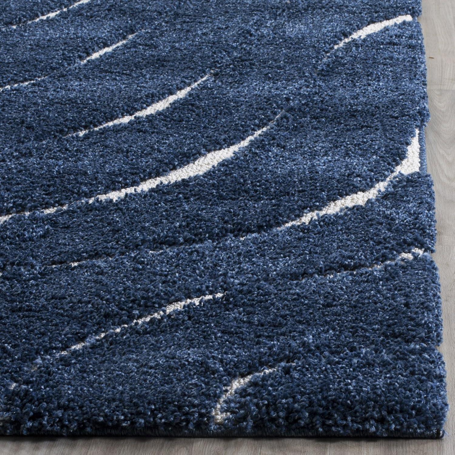image:imageSAFAVIEH Florida Shag Collection Area Rug 86 x 12 Dark Blue amp Cream NonShedding amp Easy Care 12inch Thick Ideal for High Traffic Areas in Living Room Bedroom SG4726511Dark BlueCream