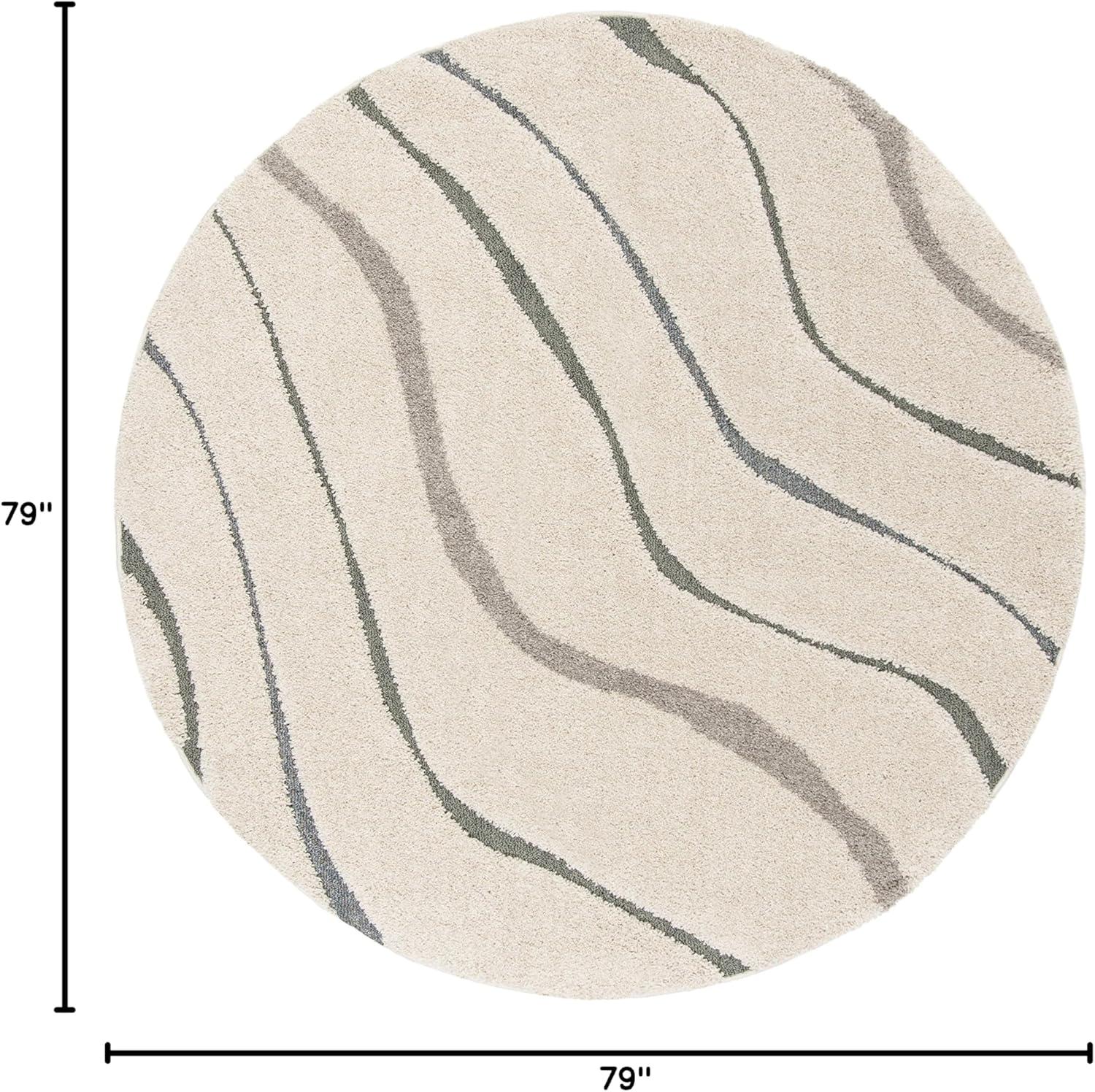 image:imageSAFAVIEH Florida Shag Collection Area Rug 86 x 12 Dark Blue amp Cream NonShedding amp Easy Care 12inch Thick Ideal for High Traffic Areas in Living Room Bedroom SG4726511CreamLight Blue