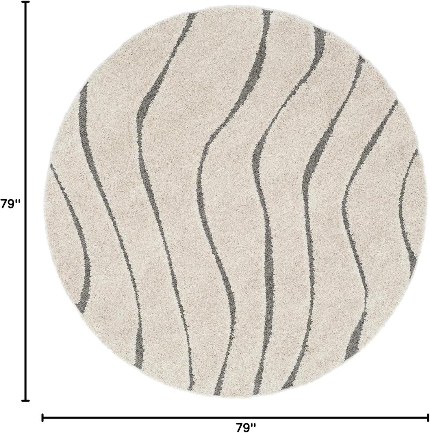 image:imageSAFAVIEH Florida Shag Collection Area Rug 86 x 12 Dark Blue amp Cream NonShedding amp Easy Care 12inch Thick Ideal for High Traffic Areas in Living Room Bedroom SG4726511CreamGrey