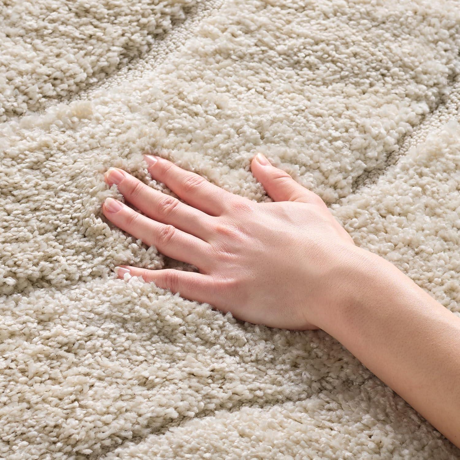 image:imageSAFAVIEH Florida Shag Collection Area Rug 86 x 12 Dark Blue amp Cream NonShedding amp Easy Care 12inch Thick Ideal for High Traffic Areas in Living Room Bedroom SG4726511Creme