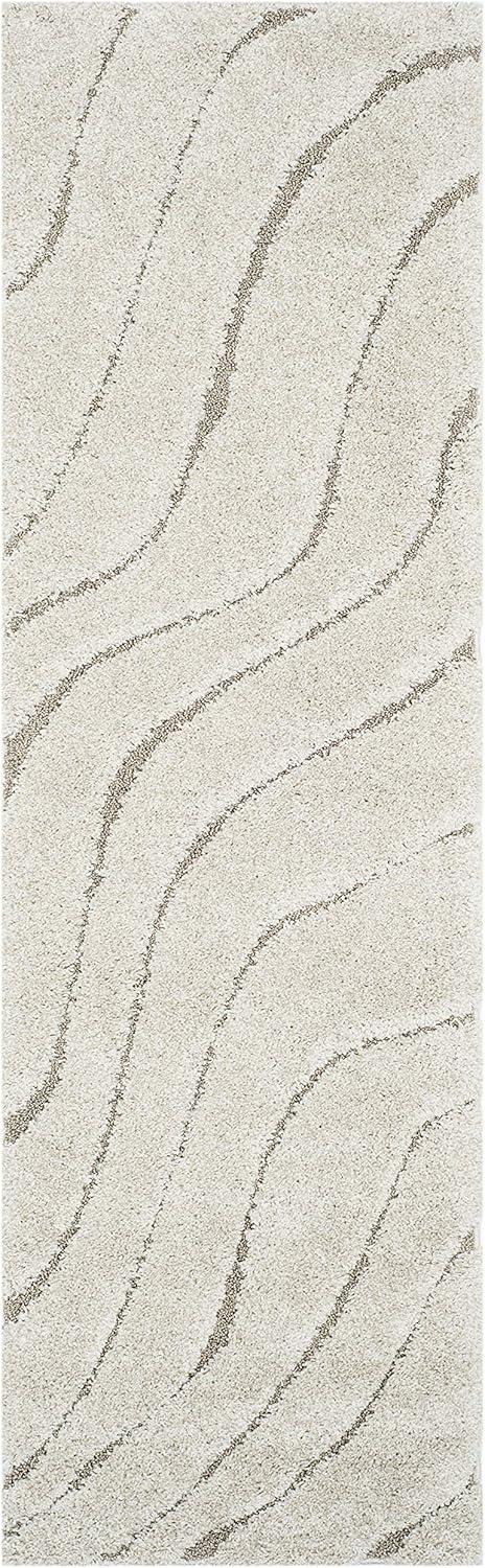 image:imageSAFAVIEH Florida Shag Collection Area Rug 86 x 12 Dark Blue amp Cream NonShedding amp Easy Care 12inch Thick Ideal for High Traffic Areas in Living Room Bedroom SG4726511CreamBeige