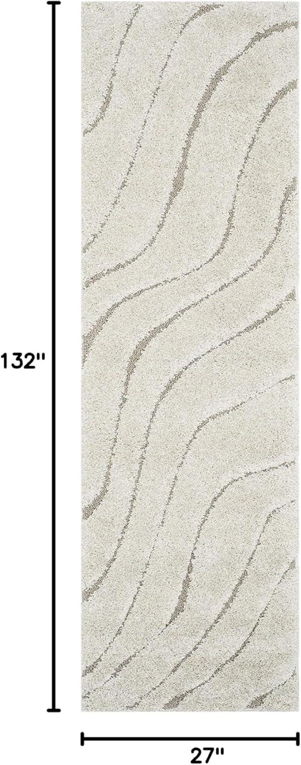 image:imageSAFAVIEH Florida Shag Collection Area Rug 86 x 12 Dark Blue amp Cream NonShedding amp Easy Care 12inch Thick Ideal for High Traffic Areas in Living Room Bedroom SG4726511CreamBeige