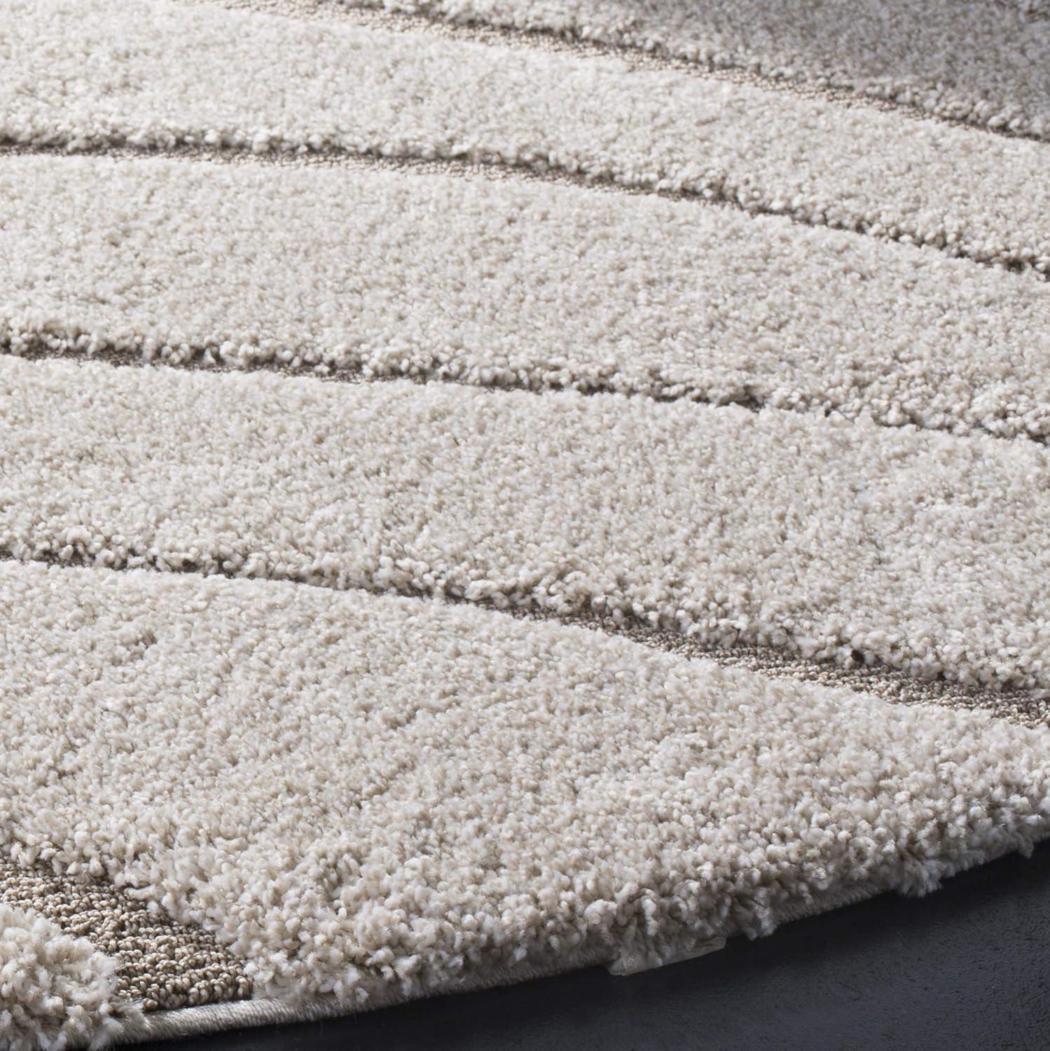 image:imageSAFAVIEH Florida Shag Collection Area Rug 86 x 12 Dark Blue amp Cream NonShedding amp Easy Care 12inch Thick Ideal for High Traffic Areas in Living Room Bedroom SG4726511CreamBeige