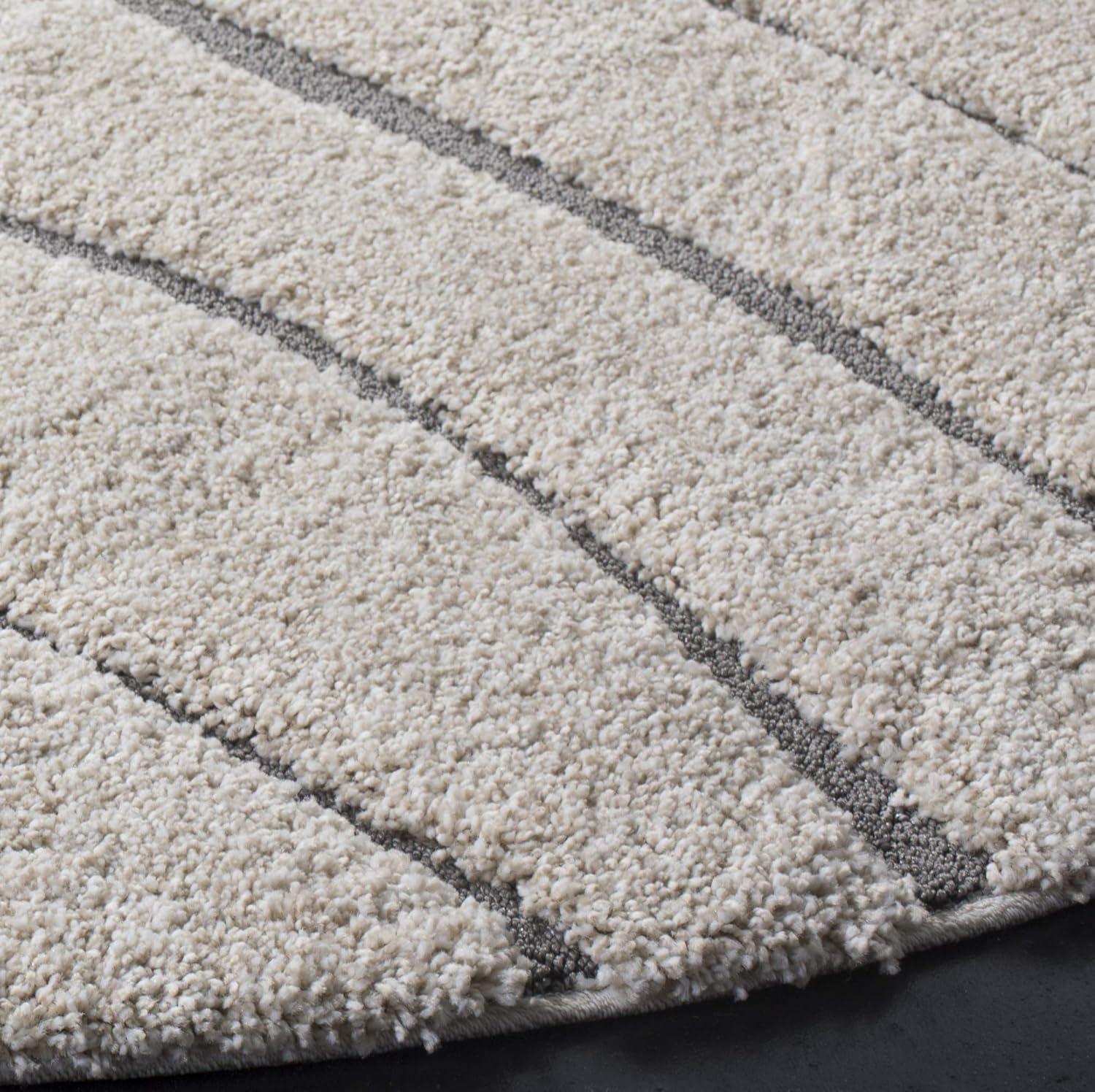 image:imageSAFAVIEH Florida Shag Collection Area Rug 86 x 12 Dark Blue amp Cream NonShedding amp Easy Care 12inch Thick Ideal for High Traffic Areas in Living Room Bedroom SG4726511CreamGrey