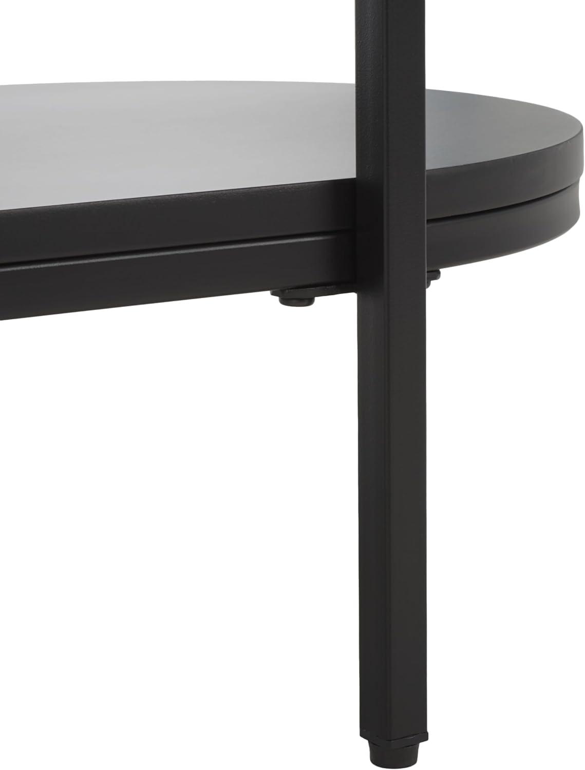 image:imageSAFAVIEH Home Collection Inessa Black amp Natural Oval 2Tier Bar Cart Modern Metal Serving Cart Sleek Entertaining Design BCT2503FBlackBlack