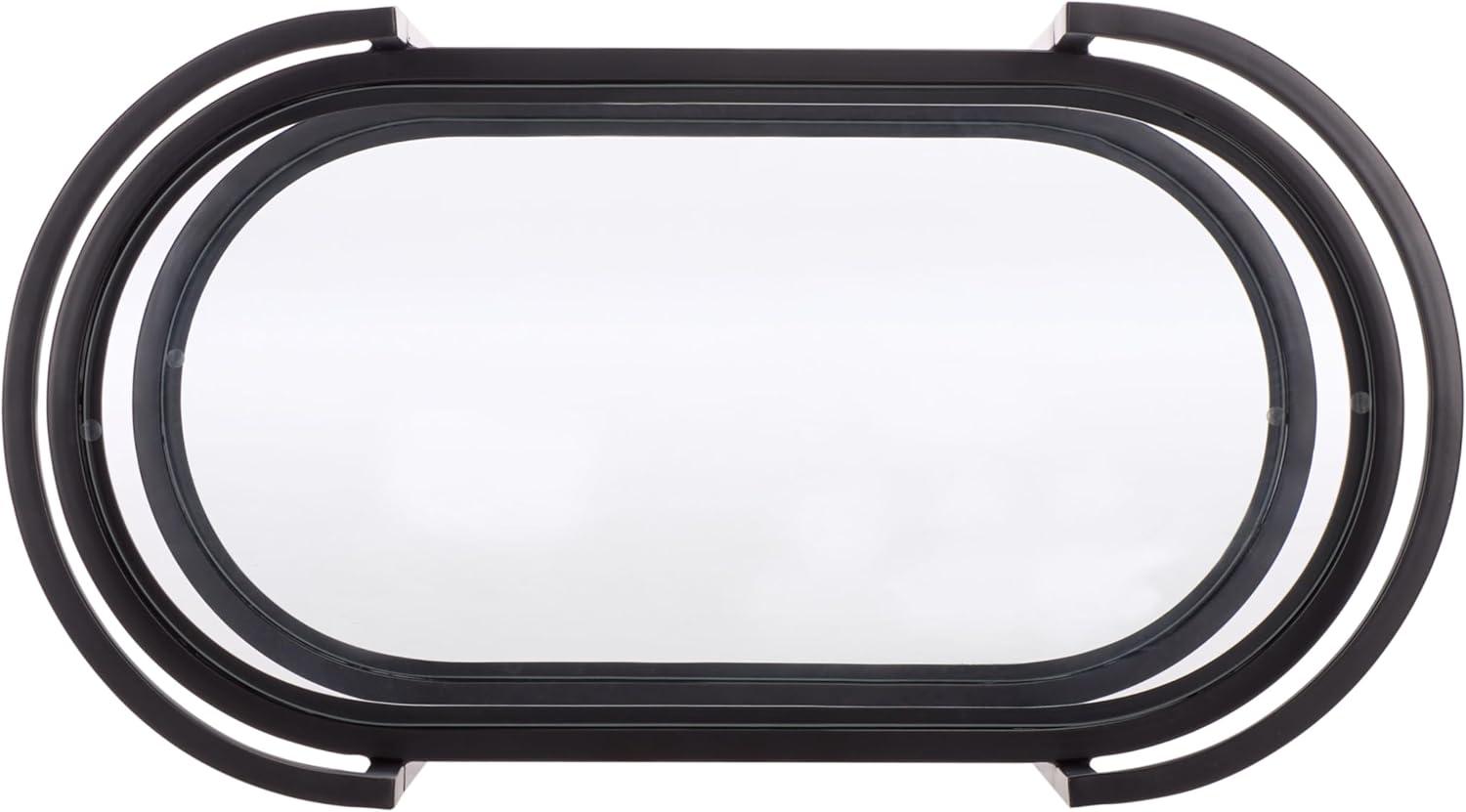 image:imageSAFAVIEH Home Collection Inessa Black amp Natural Oval 2Tier Bar Cart Modern Metal Serving Cart Sleek Entertaining Design BCT2503FBlackClear