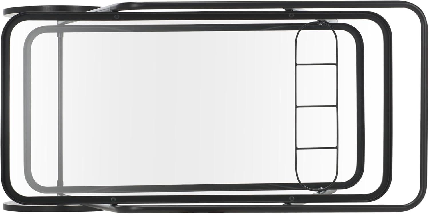 image:imageSAFAVIEH Home Collection Zunia White amp Glass 2Tier Bar Cart Modern Metal Serving Cart Sleek Contemporary Design BCT2504EBlackClear