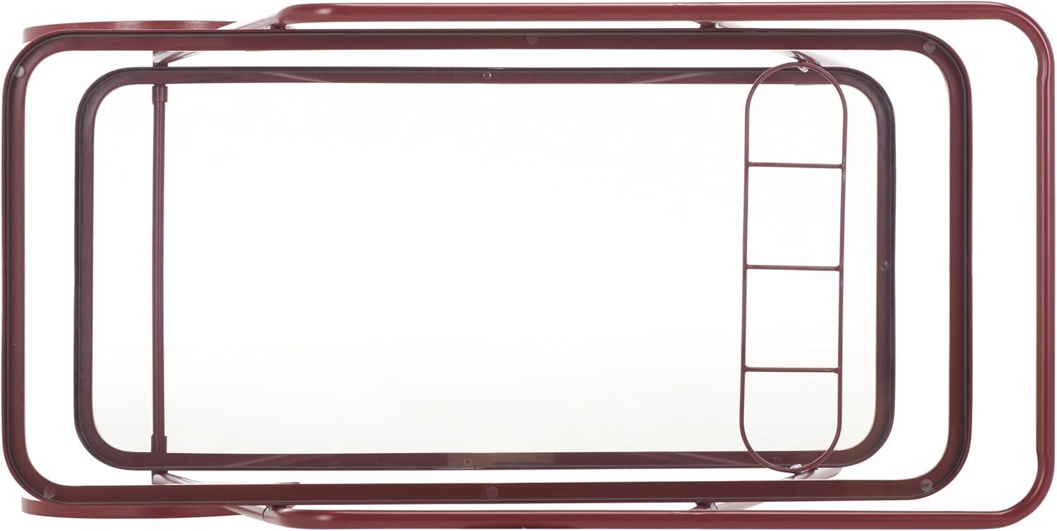 image:imageSAFAVIEH Home Collection Zunia White amp Glass 2Tier Bar Cart Modern Metal Serving Cart Sleek Contemporary Design BCT2504EBrick RedGlass