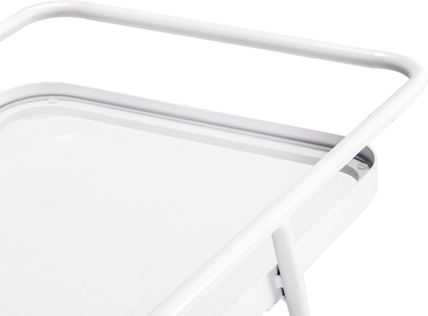 image:imageSAFAVIEH Home Collection Zunia White amp Glass 2Tier Bar Cart Modern Metal Serving Cart Sleek Contemporary Design BCT2504EWhiteGlass
