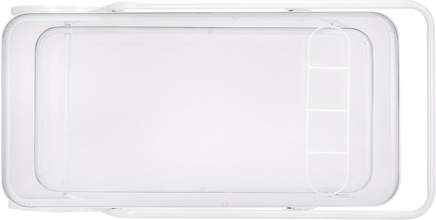 image:imageSAFAVIEH Home Collection Zunia White amp Glass 2Tier Bar Cart Modern Metal Serving Cart Sleek Contemporary Design BCT2504EWhiteGlass