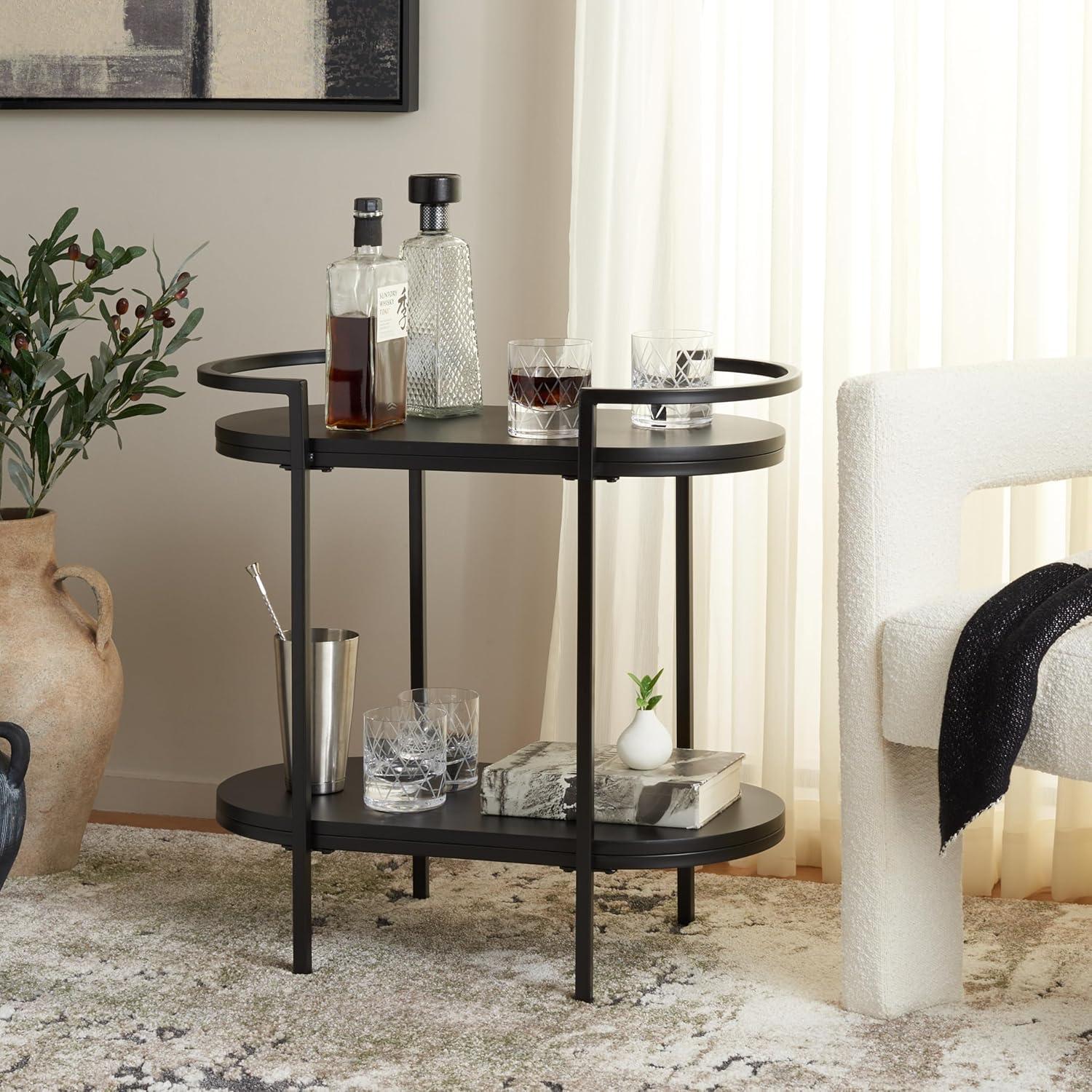 image:imageSAFAVIEH Home Collection Inessa BlackBlack 2Tier Bar CartBlackBlack