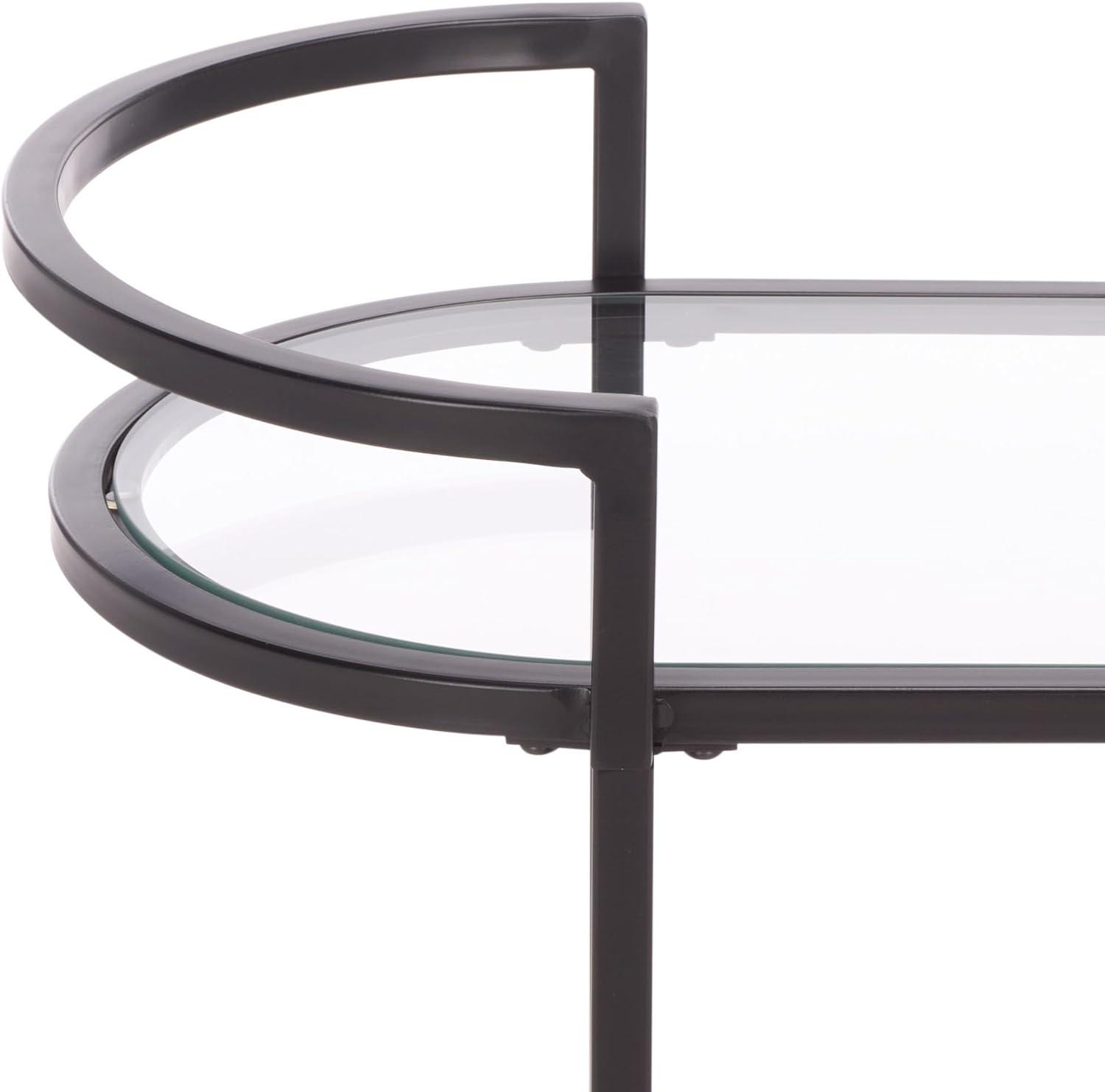 image:imageSAFAVIEH Home Collection Inessa BlackBlack 2Tier Bar CartBlackClear