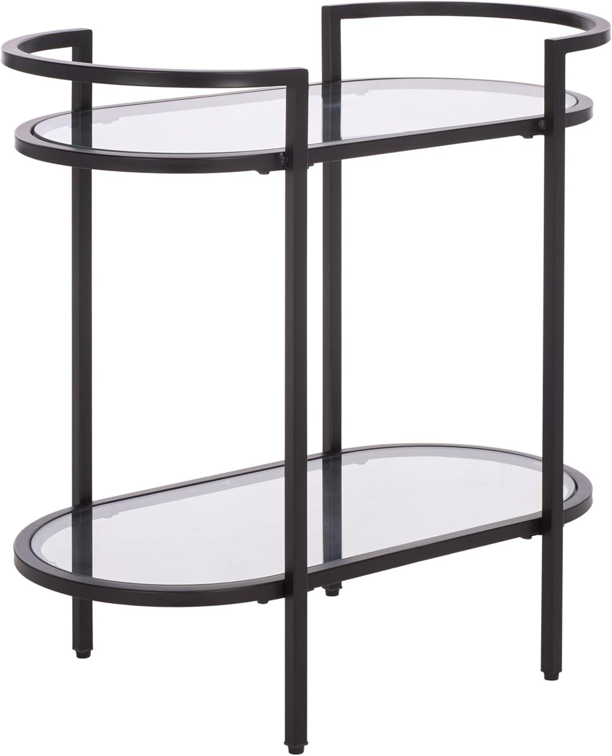image:imageSAFAVIEH Home Collection Inessa BlackBlack 2Tier Bar CartBlackClear