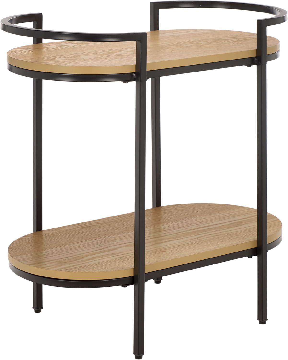 image:imageSAFAVIEH Home Collection Inessa BlackBlack 2Tier Bar CartBlackNatural