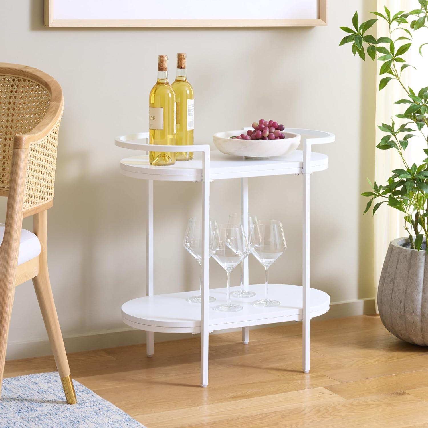 image:imageSAFAVIEH Home Collection Inessa BlackBlack 2Tier Bar CartWhite