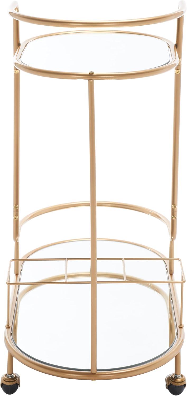 image:imageSAFAVIEH Home Collection Midas GoldMirrored 2Tier Oval Bar Cart